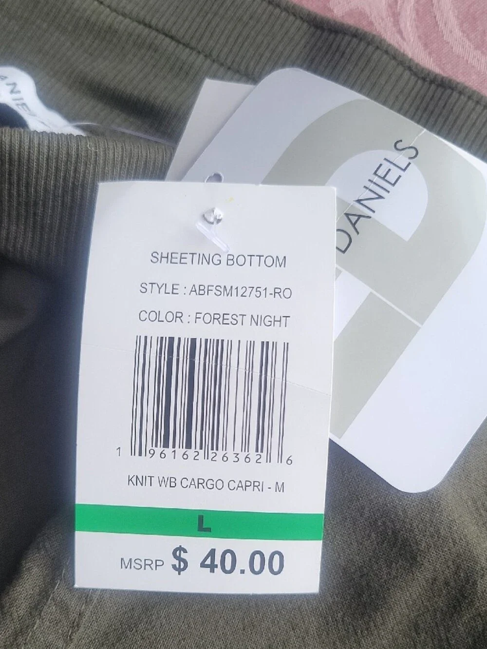Women's  Green Knit Cargo Pants with Elastic Waist Sz L